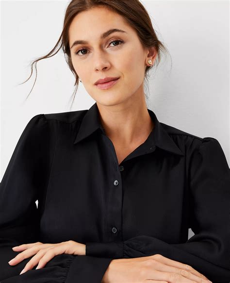 Petite Collared Button Down Blouse