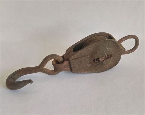 antique pulley  pulley  hook rusty pulley industrial decor