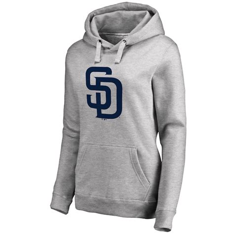 Women's San Diego Padres Ash Secondary Color Primary Logo Pullover Hoodie