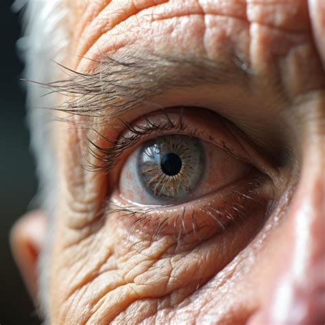 Premium AI Image | Close view of an eye on the face of an old man with ...