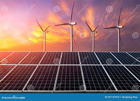 Solar Panels and Wind Turbines Stock Image - Image of grid, industrial ...