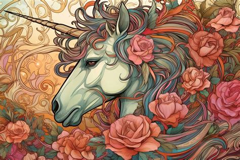 Unicorn and flowers art illustrated | Premium Photo Illustration - rawpixel