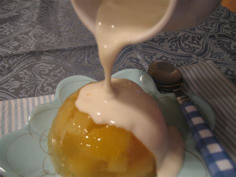 Jellied Fruit Dessert with Orange Yogurt Sauce | Kitchen Frau