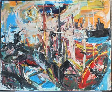 Huile Sur Toile Port Nice Damiano (1926-2000) Peinture Tableau 100 X 81 ...