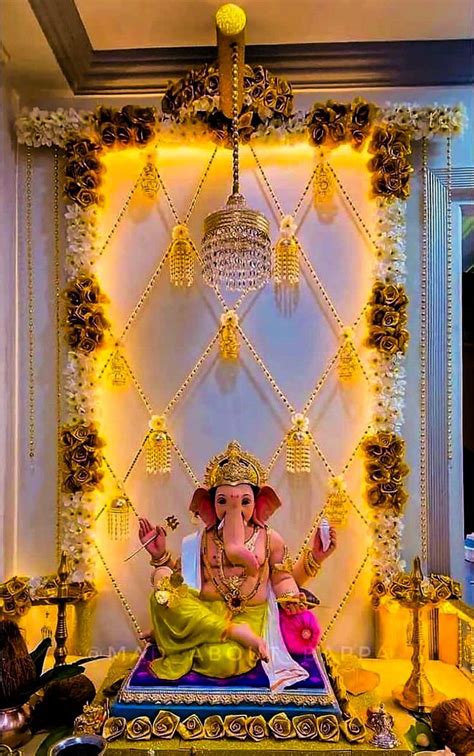 🙏 Ganpati Bappa morya 🙏 | Ganpati decoration design, Decoration for ...