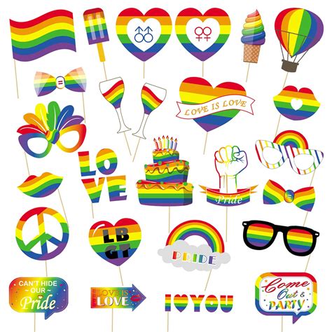 Amazon.com: 26 Pcs Gay Pride Photo Booth Props, Rainbow Prop for