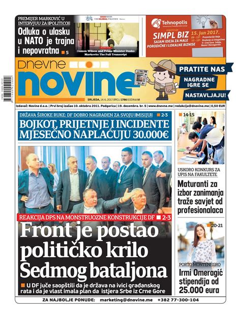 Dnevne novine 14. jun 2017. by Dnevne Novine - Issuu