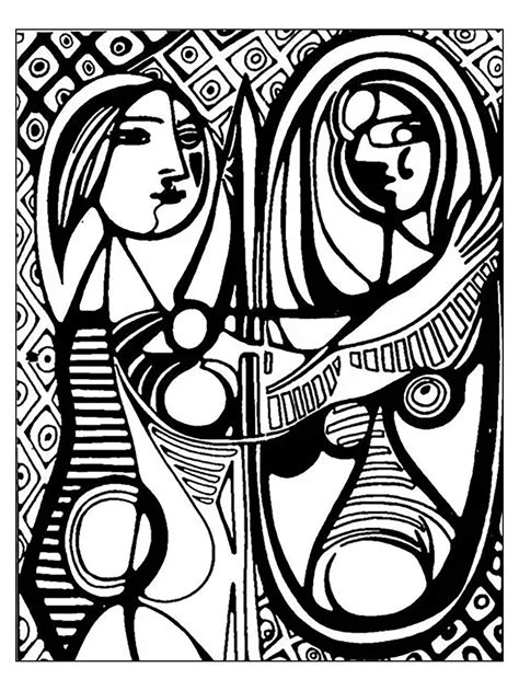 Pablo Picasso - Girl before a mirror - Masterpiece Coloring Pages for ...