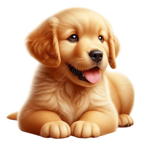 Cute Golden Retriever Puppy Relaxing On The Ground, Puppy Clipart