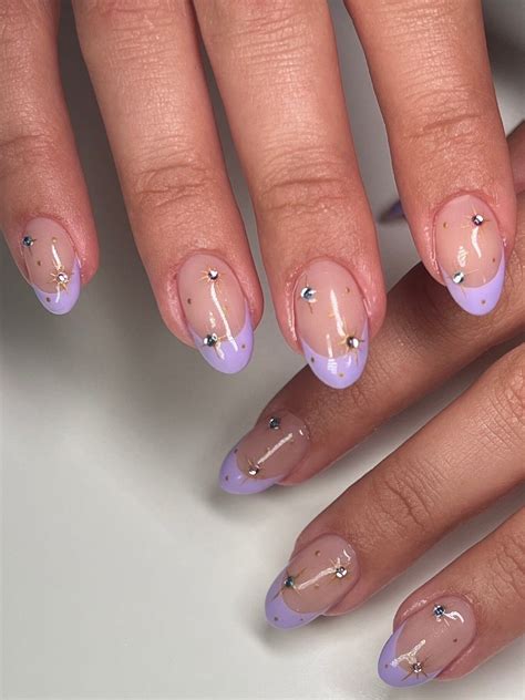 Reusable Purple Press on Nails Luxury Press Ons Gemstone Nails Cute