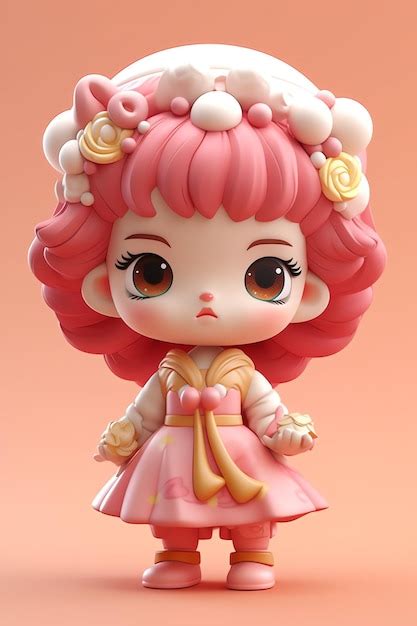 premium photo  cartoon figurine   girl