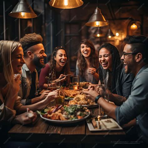 Premium Photo | A picture of friends sharing a meal and enjoying each