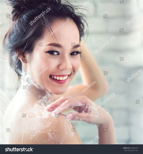 Asian Women Taking Shower Bathroom She Stock Photo 653883574 | Shutterstock