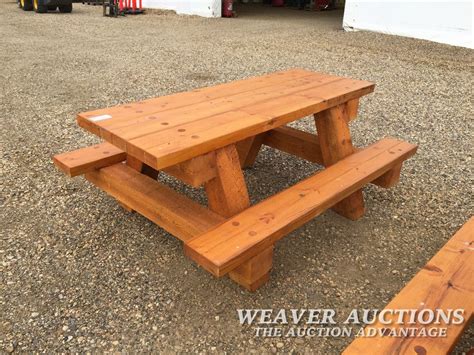 heavy duty wood picnic table weaver bros auctions