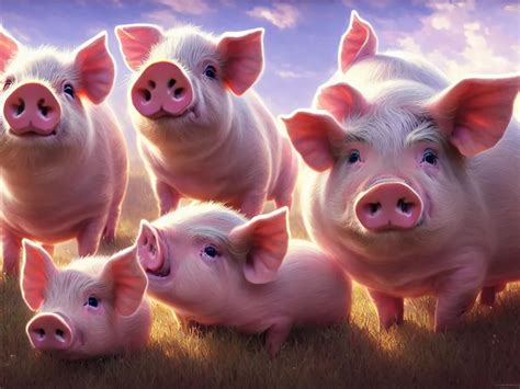 very cute pigs play in the sky, cute and cuddly, | Stable Diffusion ...