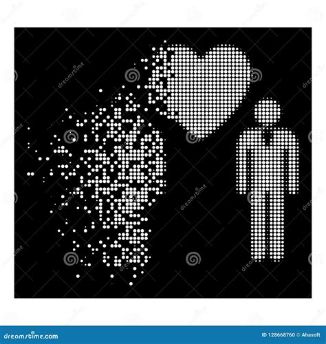 White Destructed Pixelated Halftone Gay Lovers Icon Stock Vector