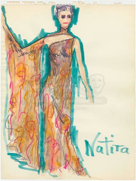 William Ware Theiss Hand-Drawn Costume Sketch Of Natira's (Katherine