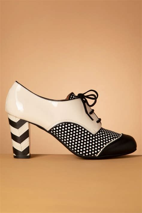 Nemonic Madison Leather Shoe Booties in Black and Creamy White | Shop ...