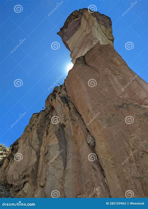 Low-angle Shot of a Tall Rock Formation in Smith Rock State Park in