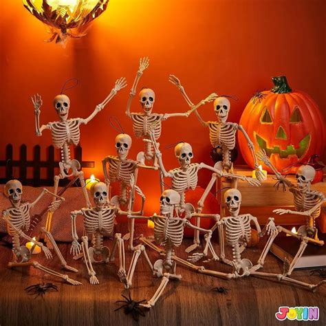 JOYIN 10 PCS 16 Inches Halloween Hanging Skeletons Full Body Skeletons ...
