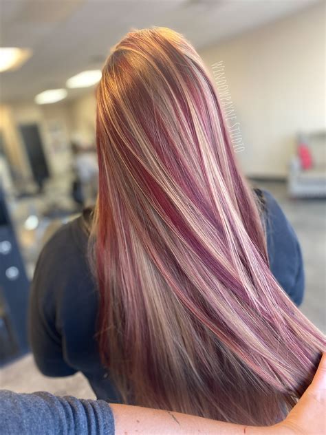 Blonde and Burgundy Hair Highlights