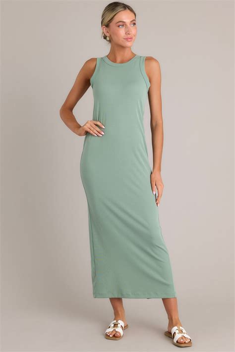 Sage Green Maxi T-Shirt Dress - All Dresses – Red Dress
