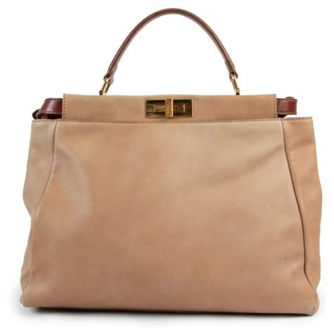 FENDI LARGE LEATHER PEEKABOO Beige ref.980809 - Joli Closet