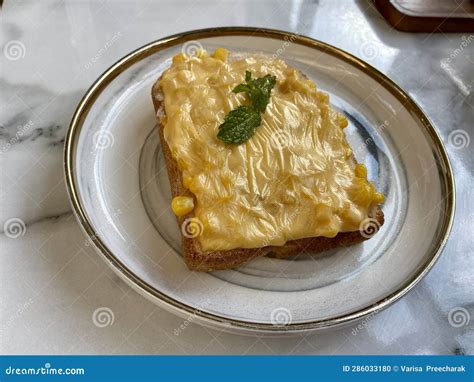 toast  corn cheese stock photo image  breakfast
