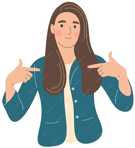 Premium Vector | The girl points her finger at herself The I gesture