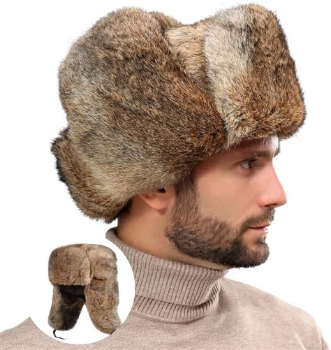MFH Russian Winter Cap Black with Badge size L : Amazon.co.uk: Fashion