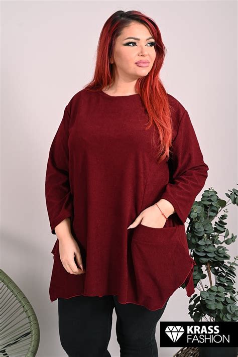 Туника бордо рипс с джобове | Krass.bg