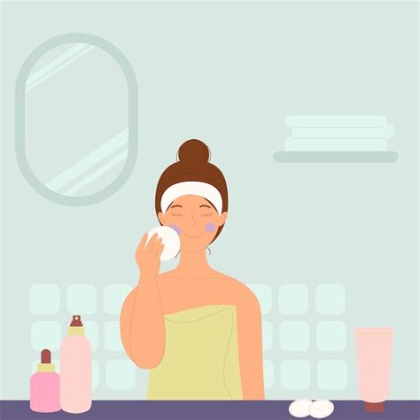 premium vector  woman  washing  face  cosmetics