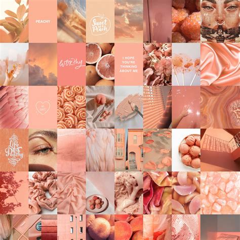 Peach Aesthetic Wall Collage Kit, Coral and Orange, DIGITAL Prints ...