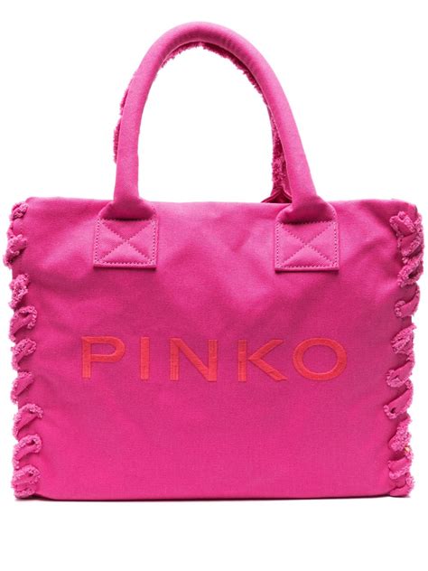 PINKO logo-embroidered Beach Bag | Pink | FARFETCH
