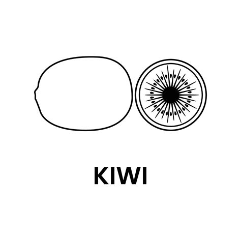 Kiwi Black and White Icon in Outline Style on a White Background