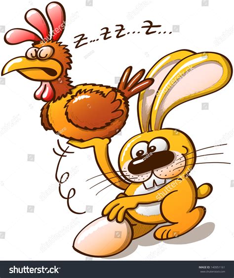 Naughty Yellow Bunny Stealing Beautiful Easter Stock Vector (Royalty