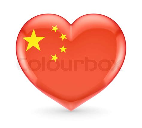 Chinese flag on a heart symbol | Stock image | Colourbox