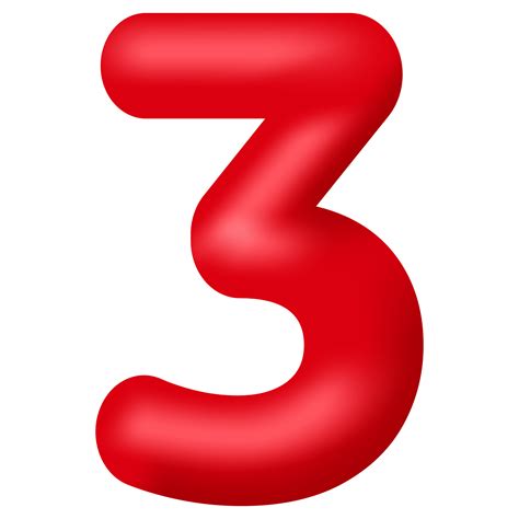 Red 3d number three isolated on transparent background. Decorative ...