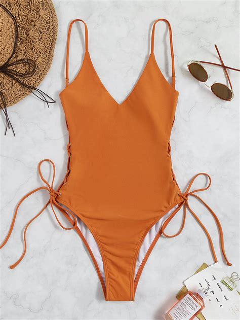 Sunny side rust orange ribbed one piece swimsuit – Artofit