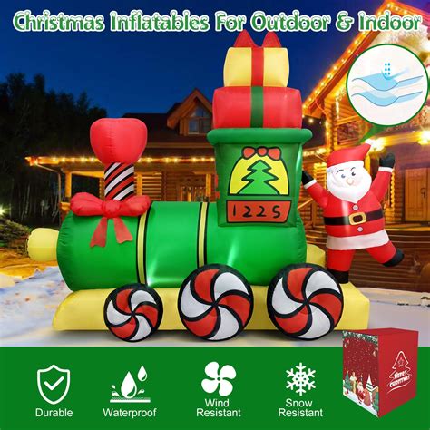 Danxilu 10FT Giant Christmas Inflatable Train with Santa Outdoor