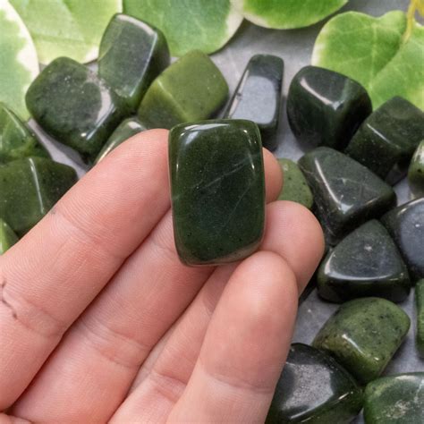 Dark Green Jade Tumbled - The Crystal Council