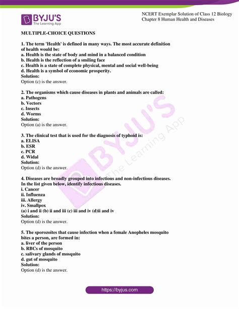 NCERT Exemplar Solutions Class 12 Biology Chapter 8 - Human Health and