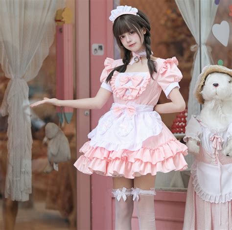Pink Maid Uniformjapanese Maid Cosplaycostume Women - Etsy
