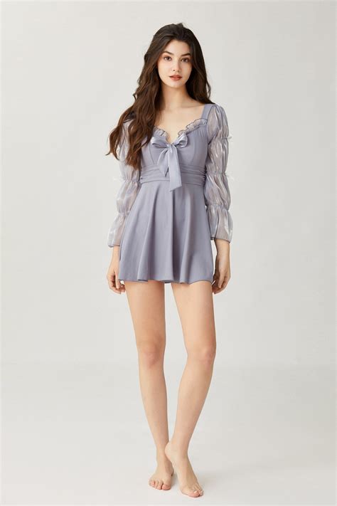 Sylphide | Lucie Chiffon Bow One-Piece Swimsuit – Fangyan