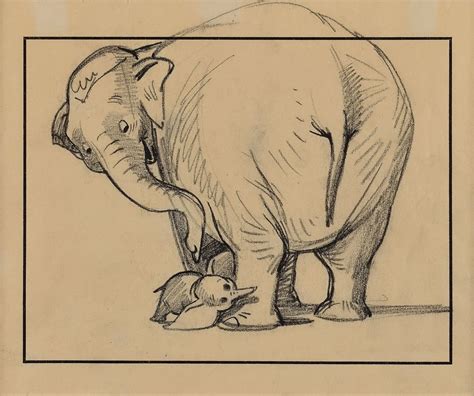 Dumbo and Mrs. Jumbo concept storyboard drawing from Dumbo