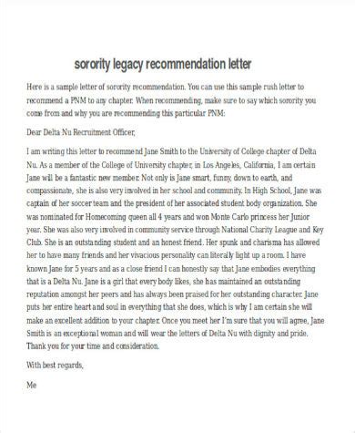 FREE 10+ Sorority Recommendation Letter Samples, PDF, MS Word, Google Docs