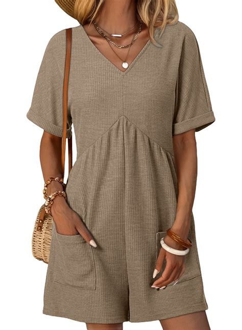 DOKOTOO Womens Rompers Solid Color Summer Short Jumpsuits with Pockets