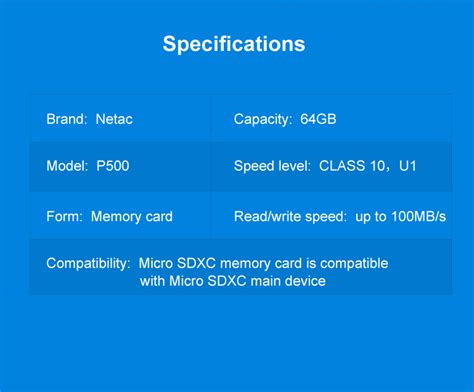 Netac P500 64GB Micro SD/TF Card Blue