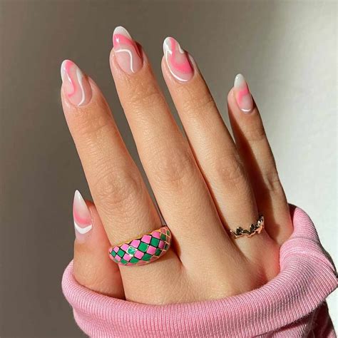Pink And White Almond Nails