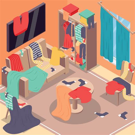 Messy Room Isometric Background 21850540 Vector Art at Vecteezy